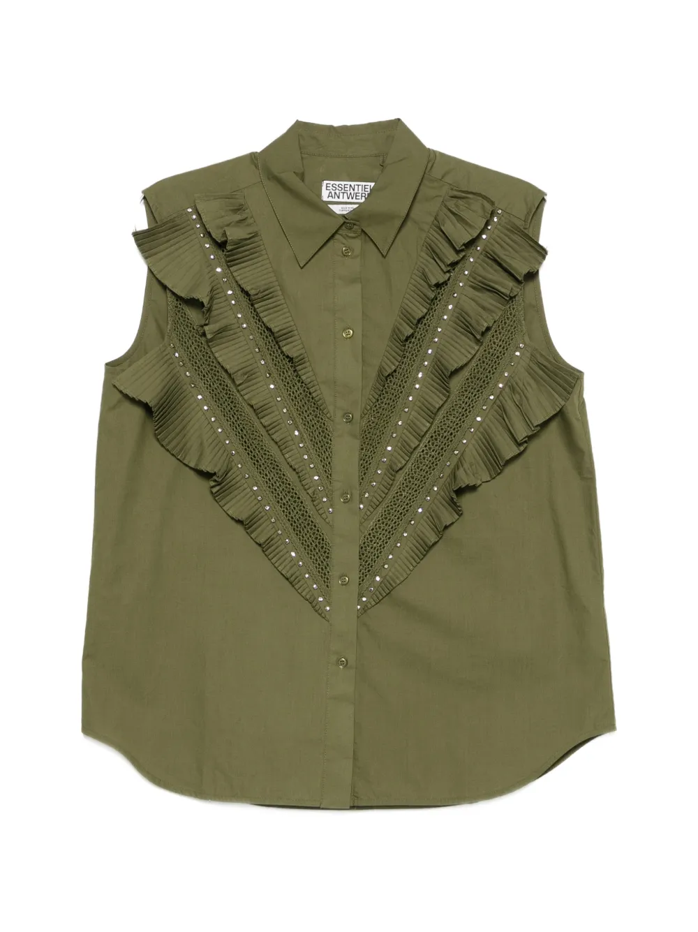 Essentiel Antwerp ruffled sleeveless shirt - Verde