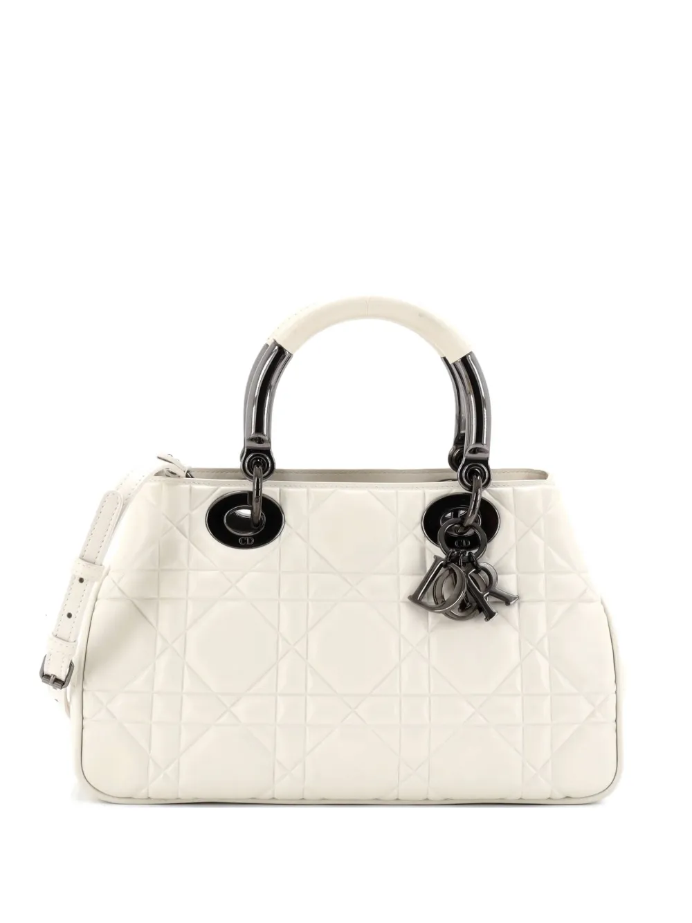 Christian Dior Pre-Owned Lady 95.22 Bag Cannage Embossed Leather Medium tote bag - White