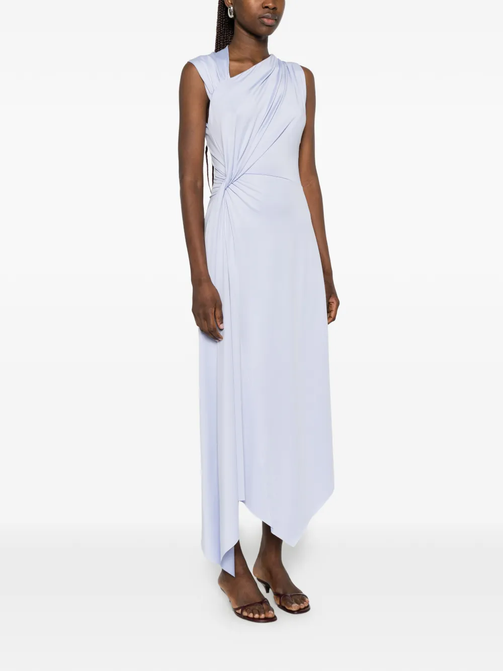 Victoria Beckham Mouwloze asymmetrische jurk met gedraaid effect Blauw