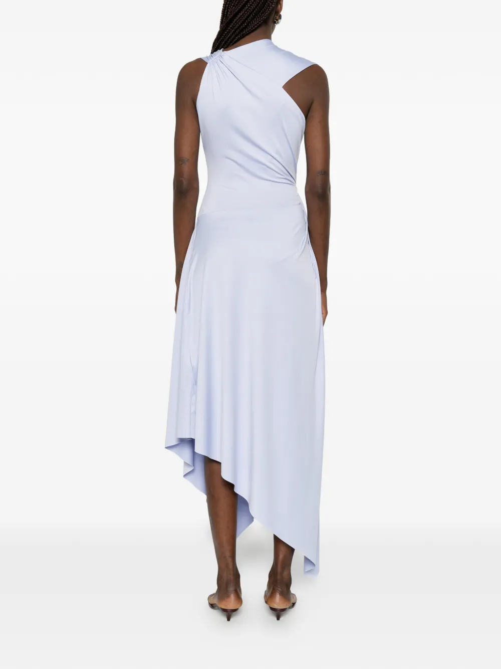 Victoria Beckham Mouwloze asymmetrische jurk met gedraaid effect Blauw