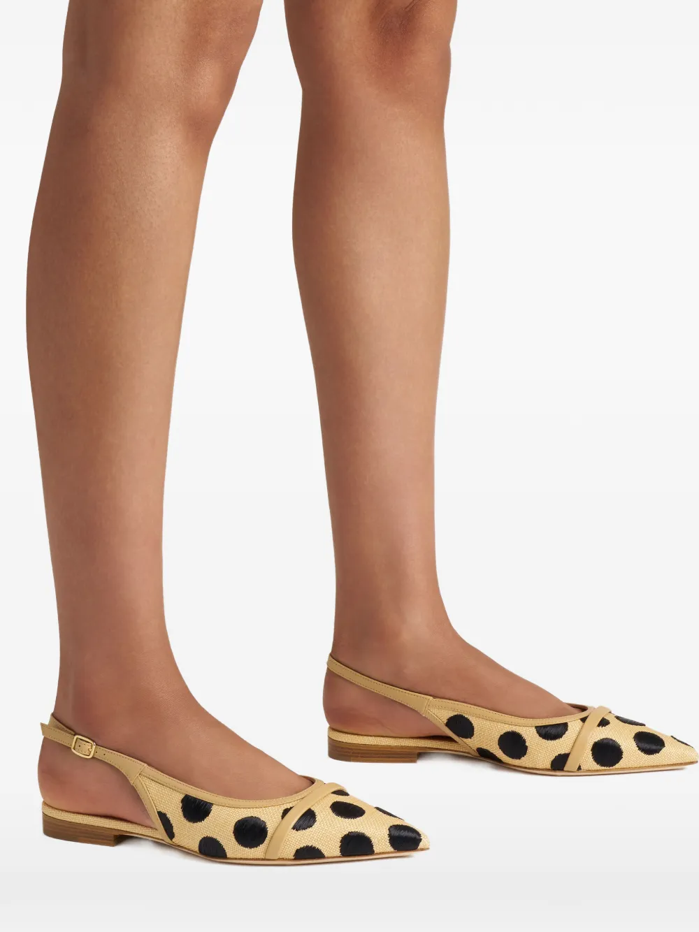 Malone Souliers Jama polka-dot flat pumps Beige