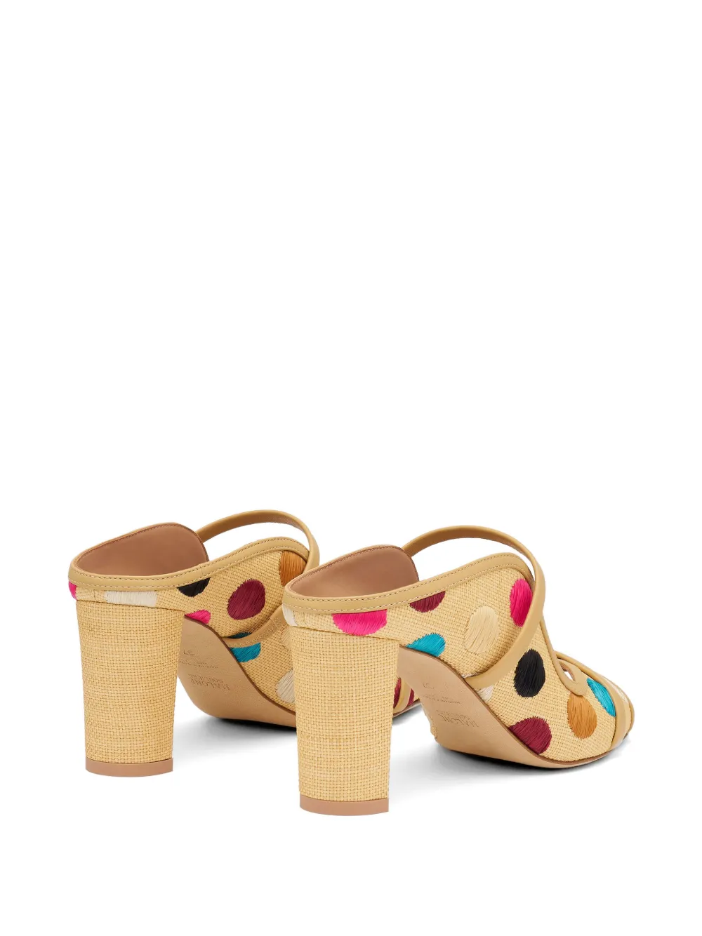 Malone Souliers Norah polka-dot raffia sandals Beige
