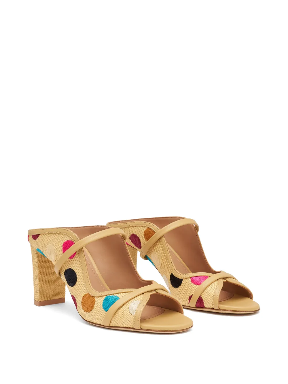 Malone Souliers Norah polka-dot raffia sandals Beige