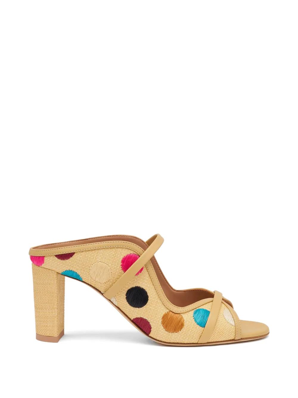 Malone Souliers Norah polka-dot raffia sandals - Neutrals