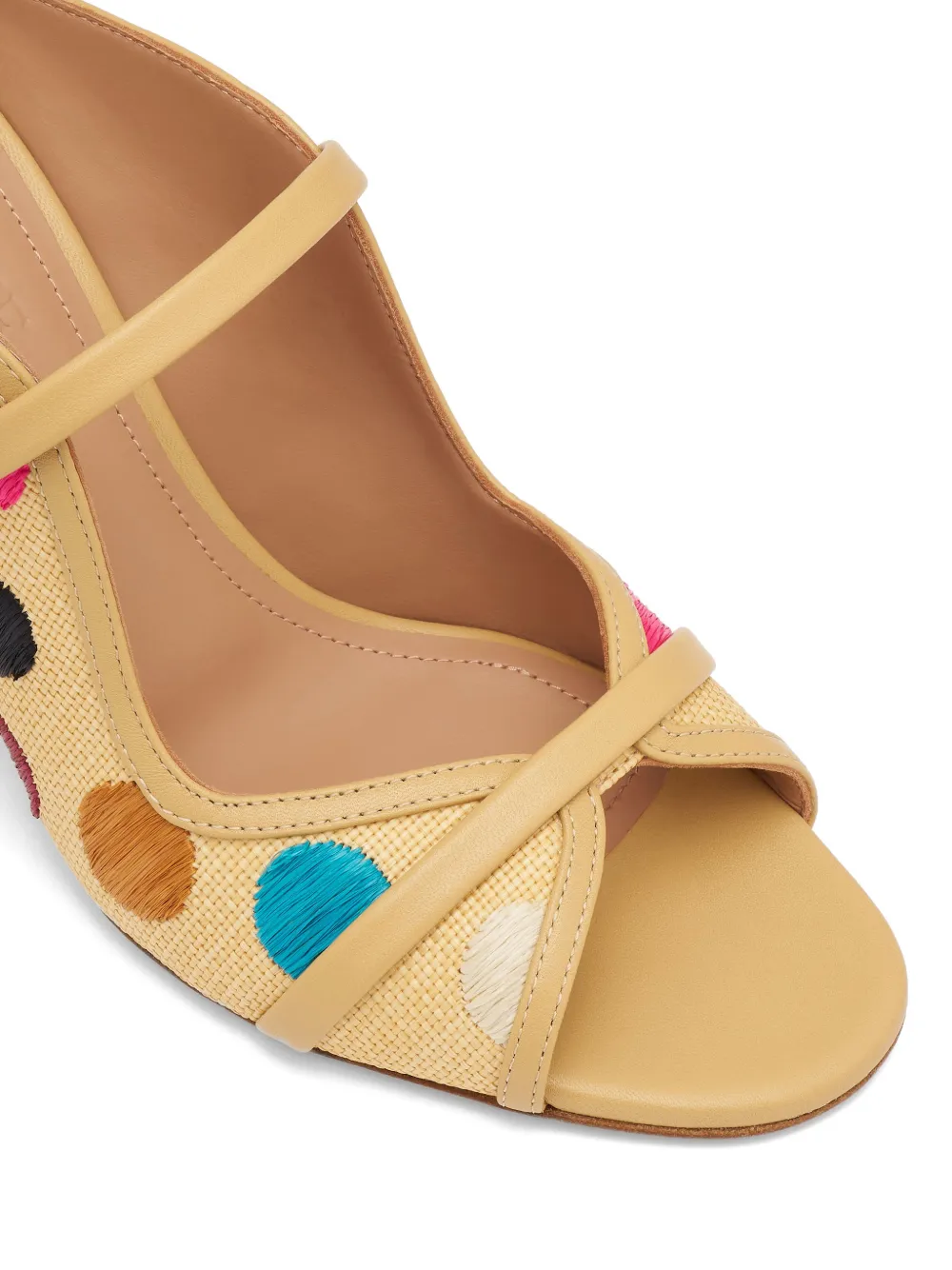 Malone Souliers Norah polka-dot raffia sandals Beige