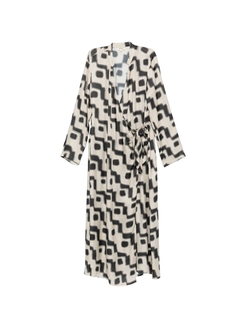 Diega Rossana geometric-print wrap midi dress - Toni neutri