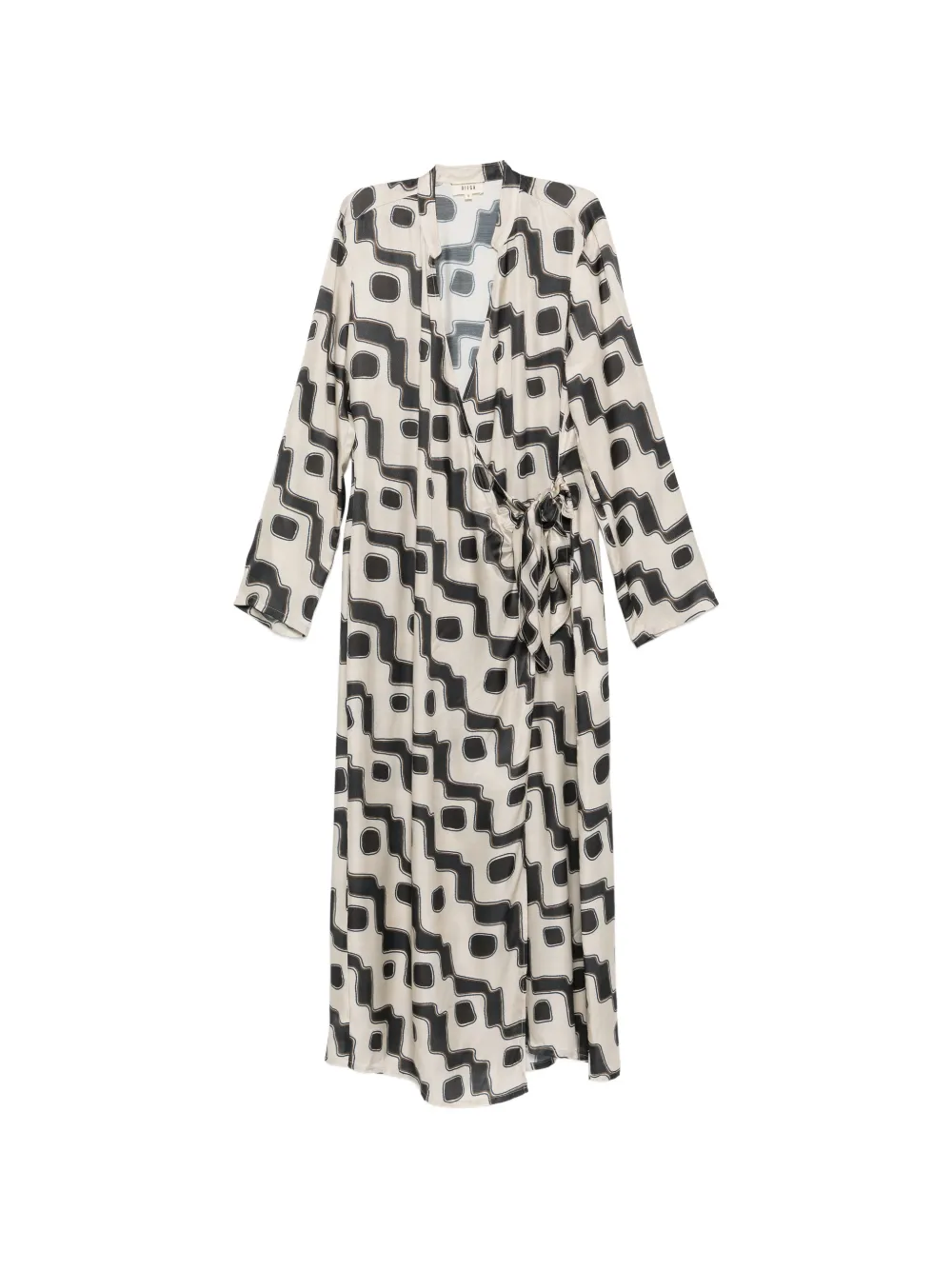 Diega Rossana geometric-print wrap midi dress - Toni neutri
