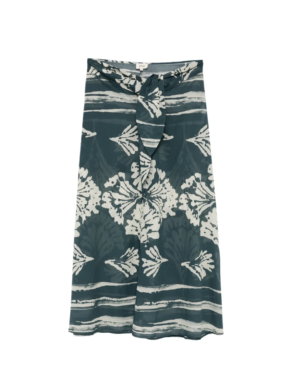 Diega Floral-print Tie-waist Midi Skirt In Blue