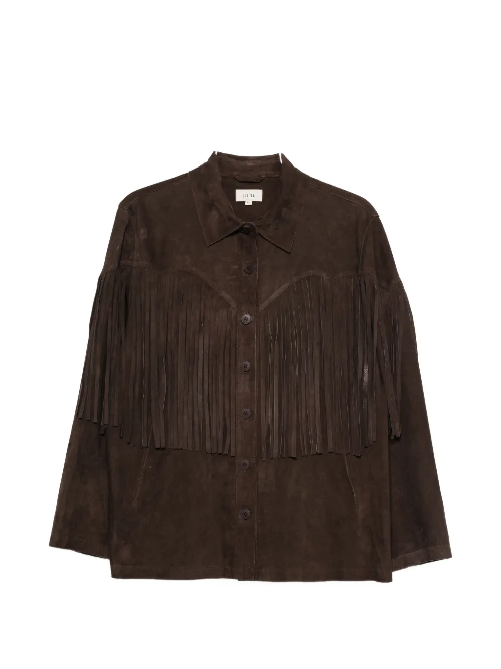 Diega fringed-detail suede shirt - Marrone