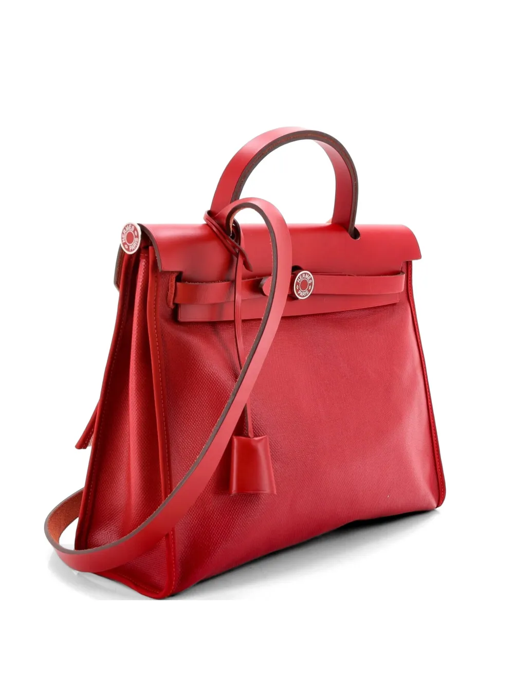 Hermès Pre-Owned Herbag Zip Berline Vache Canvas and Leather 31 shoulder bag - Rosso