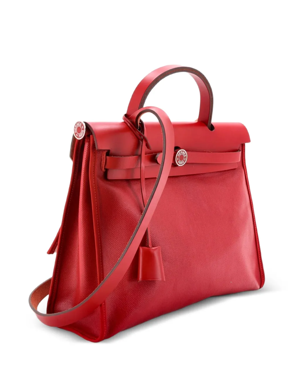 Hermès Pre-Owned Herbag Zip Berline Vache Canvas and Leather 31 shoulder bag - Rosso