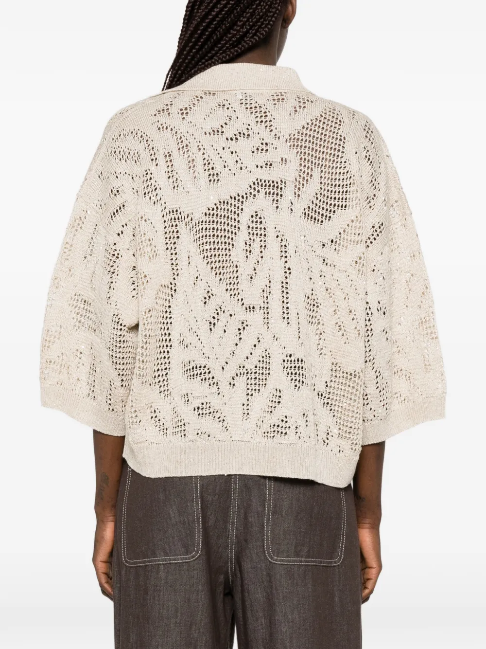 Brunello Cucinelli Openwork Sweater In Brown