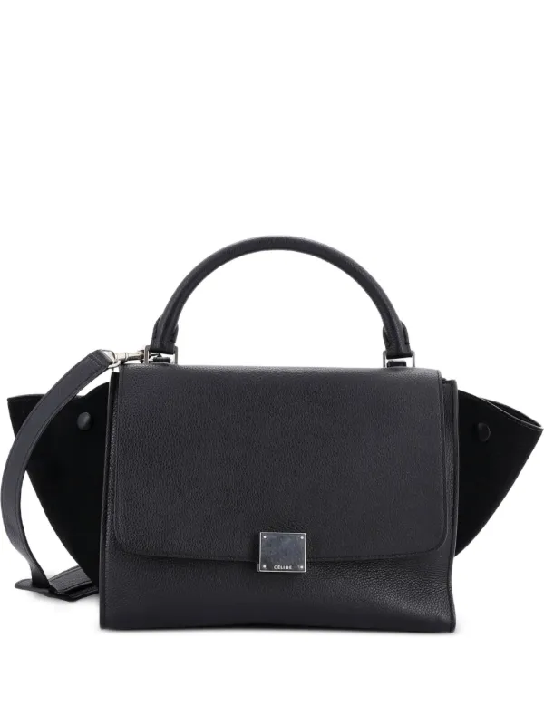 Celine Pre-owned Trapeze Bag Leather Small Satchel in Black