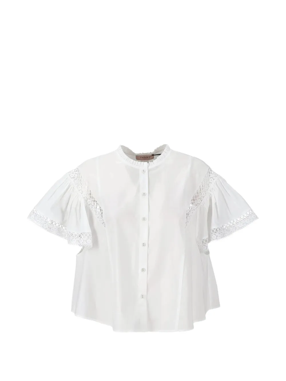 TWINSET lace-trim ruffled blouse - Bianco