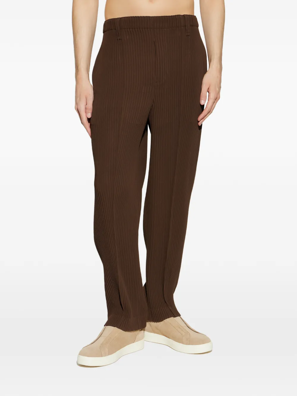 Homme Plissé Issey Miyake Tuxedo broek met plooien Bruin