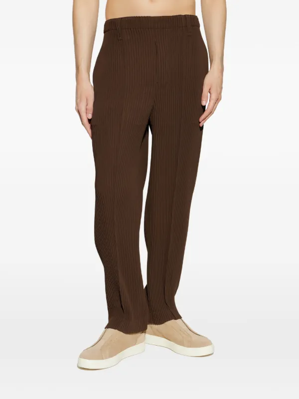 Homme Plissé Issey Miyake Tuxedo Pleated Trousers | Brown | FARFETCH