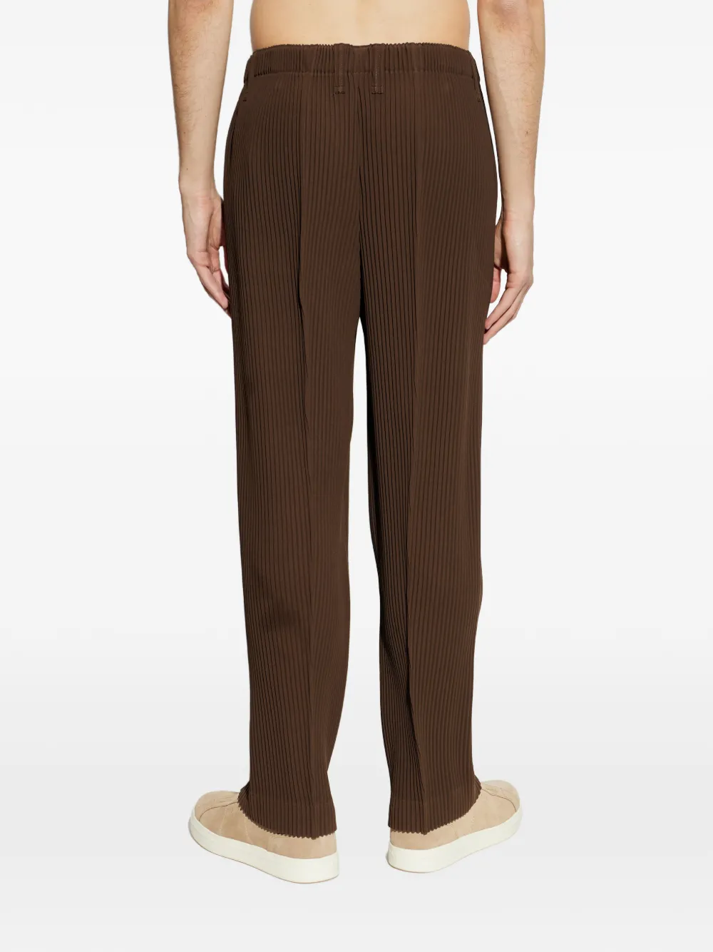 Homme Plissé Issey Miyake Tuxedo broek met plooien Bruin