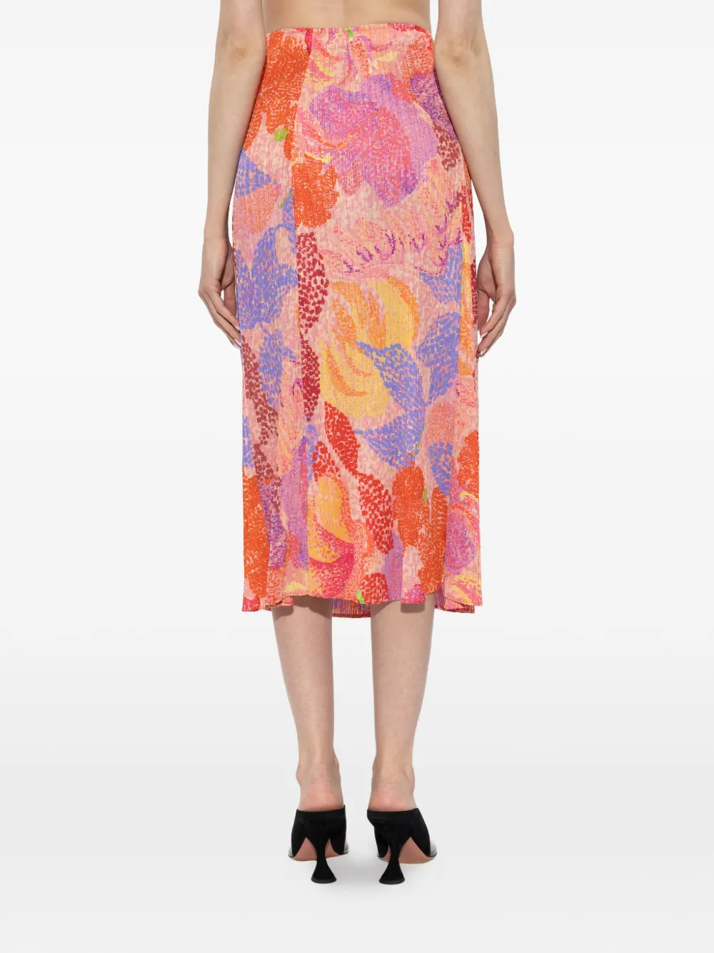 Pleats Please Issey Miyake フローラル プリーツミッドスカート