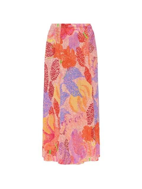 Pleats Please Issey Miyake falda midi con diseño plisado y estampado floral