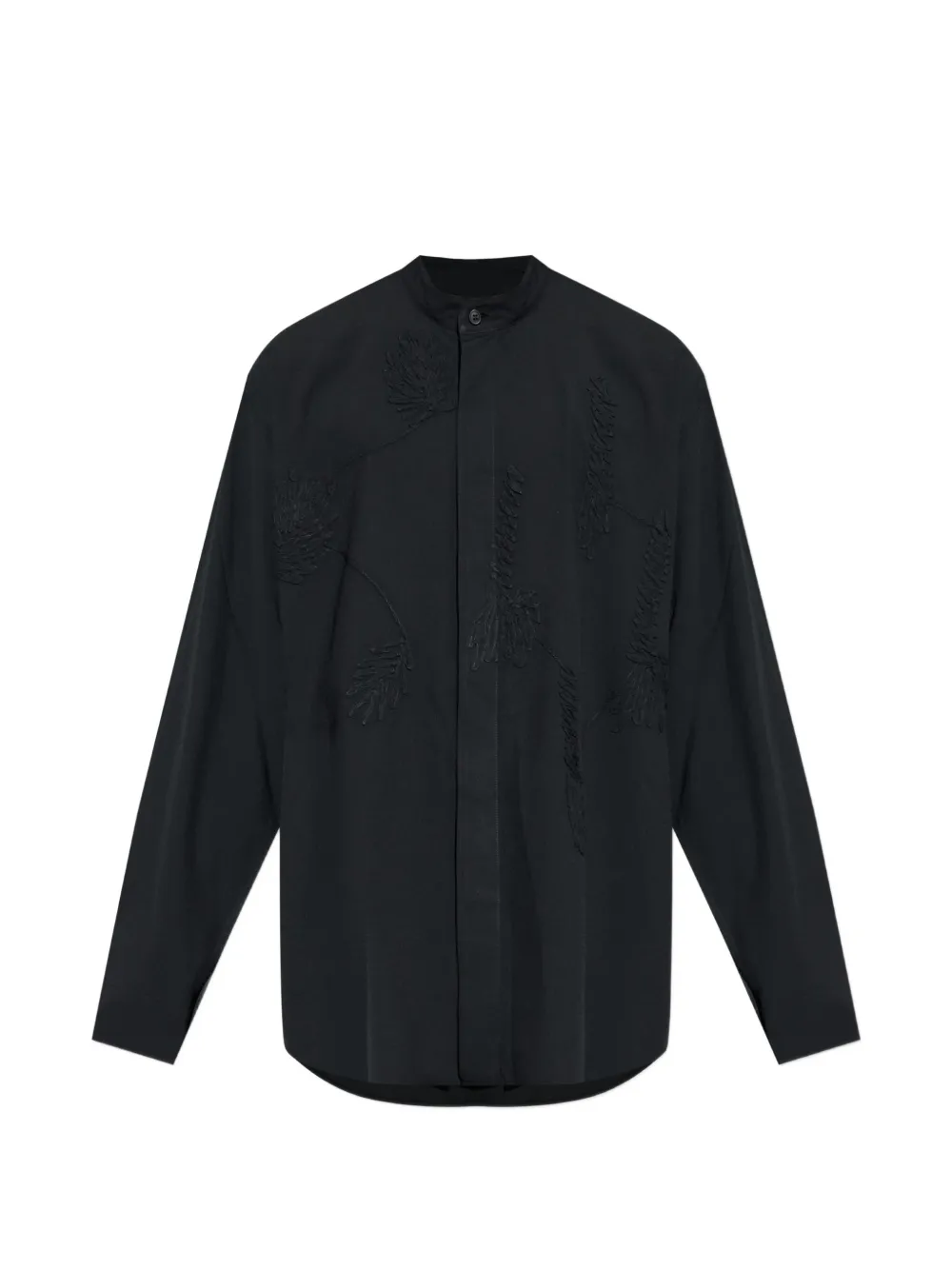 Homme Plissé Issey Miyake embroidered collarless shirt - Nero
