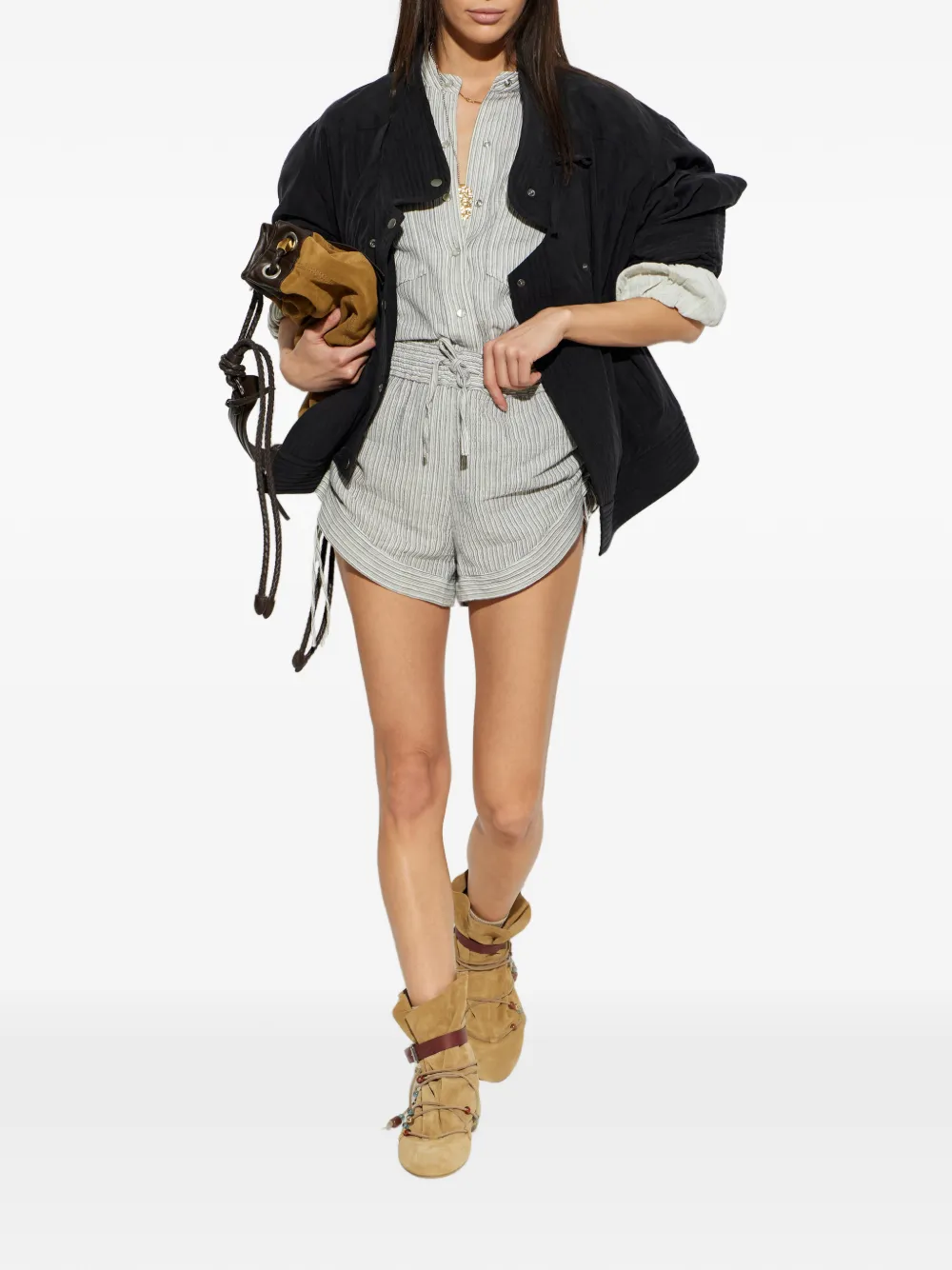 ISABEL MARANT Theresa kort jack van lichtgewicht canvas Zwart