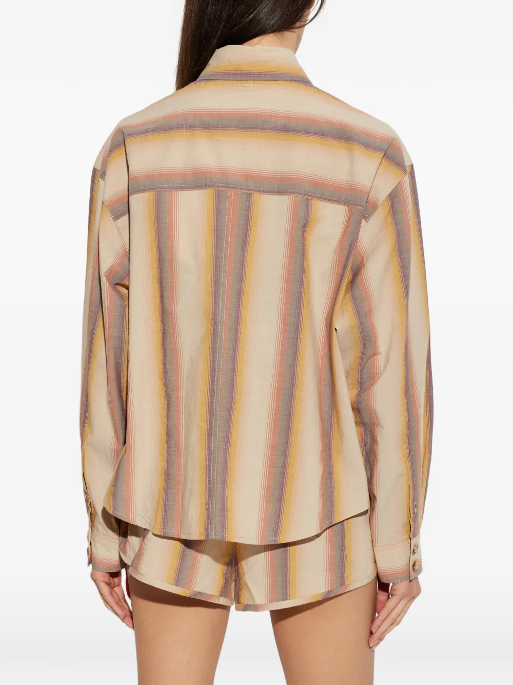 ISABEL MARANT Gestreepte blouse met zak Beige
