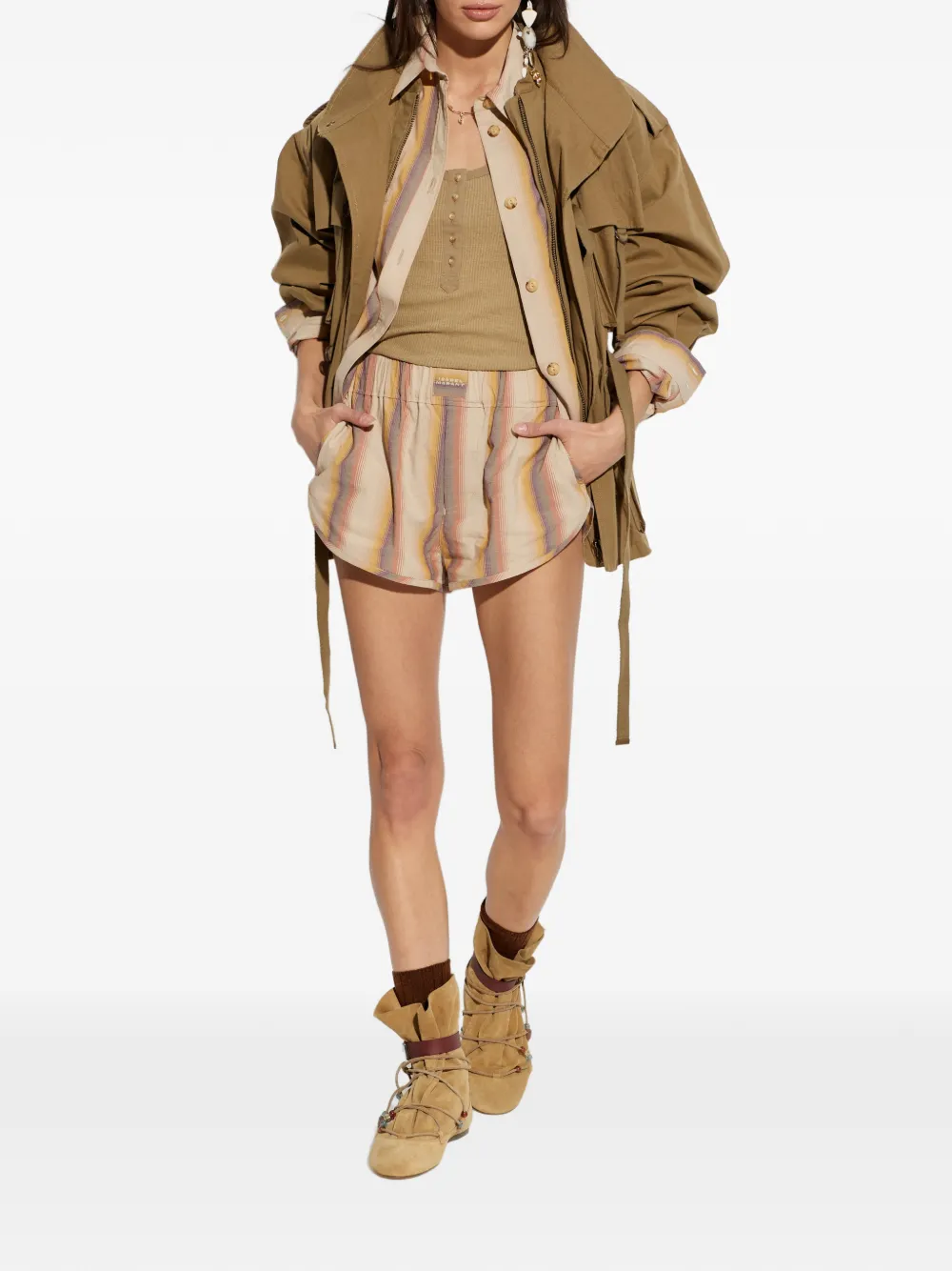  Isabel Marant Chemise Rayée à Poches - Tons Neutres 