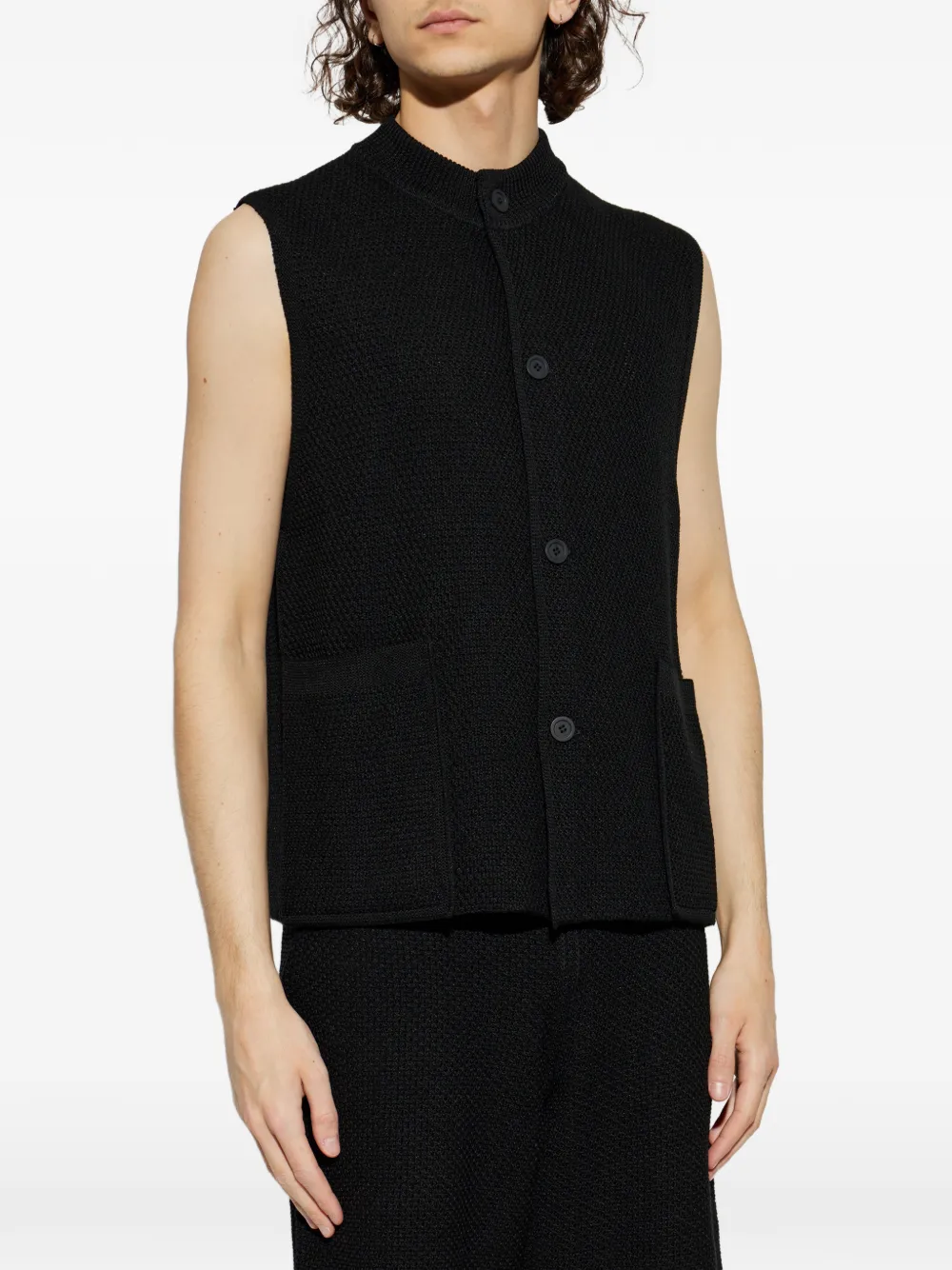 Homme Plissé Issey Miyake Gilet met knoopzak Zwart