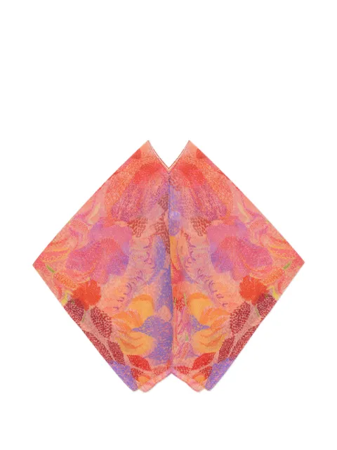 Pleats Please Issey Miyake Poncho com pregas e estampa floral