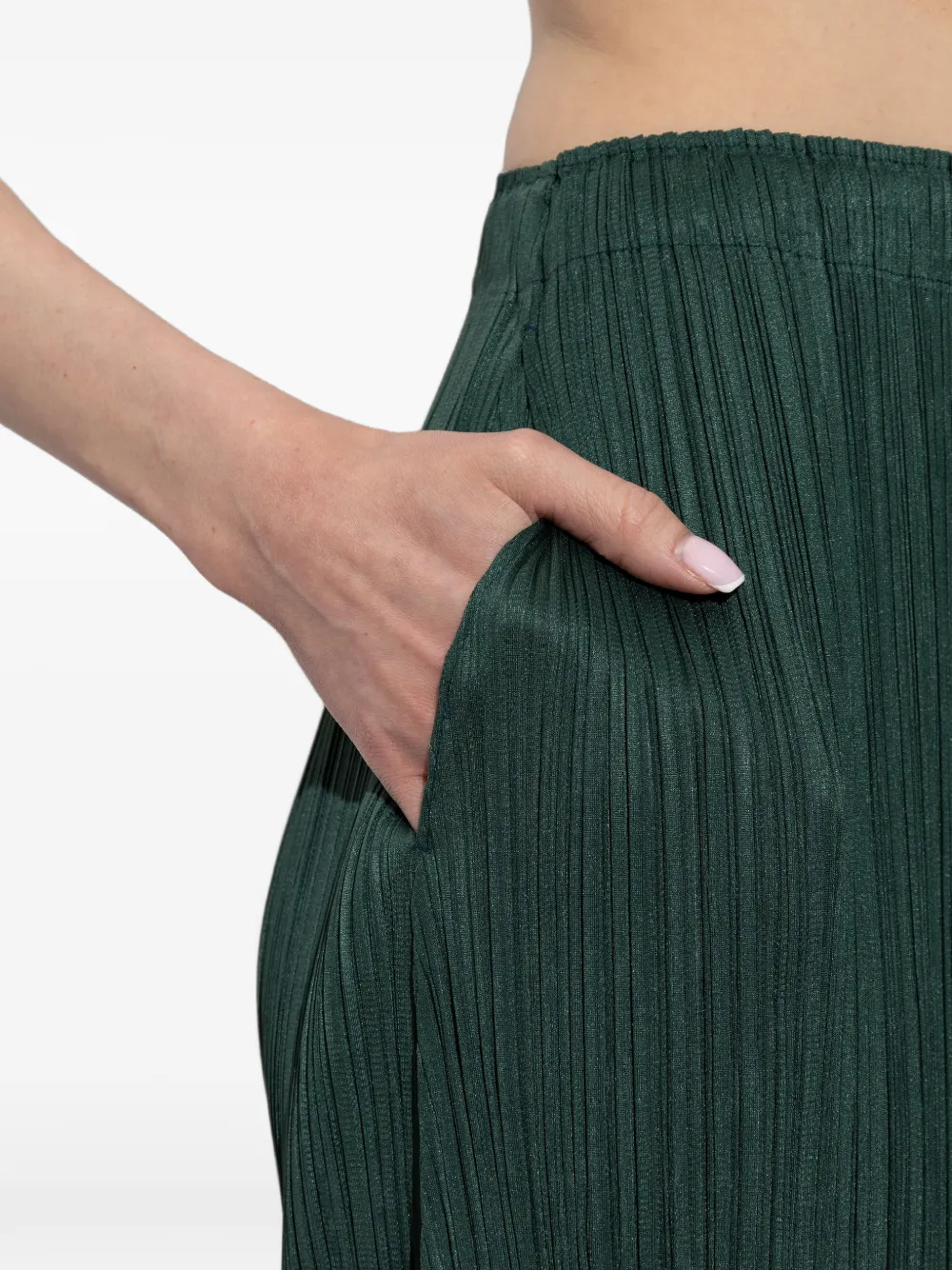 Pleats Please Issey Miyake Broek met geplooide zak Groen