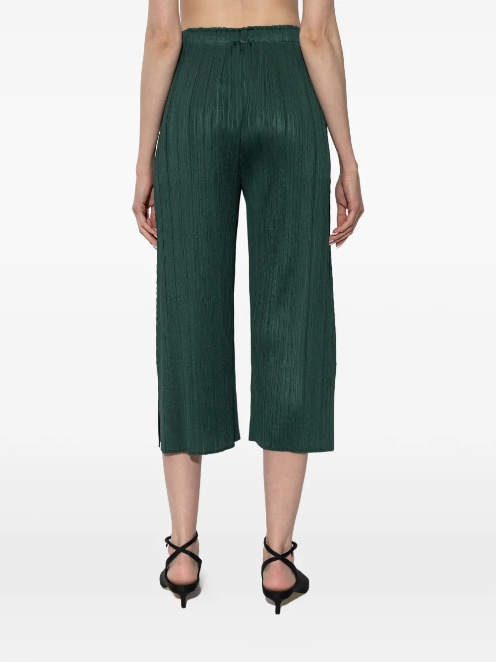 Pleats Please Issey Miyake Broek met geplooide zak Groen