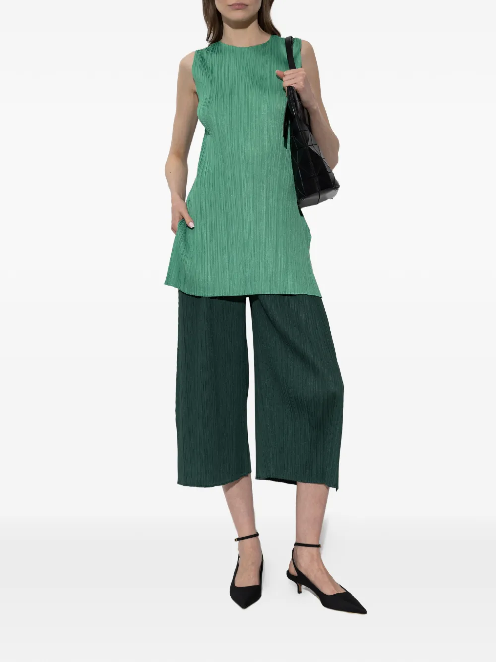 Pleats Please Issey Miyake pleated pocket trousers - Verde