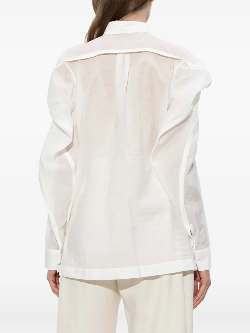 Issey Miyake Blouse met pofmouwen Wit
