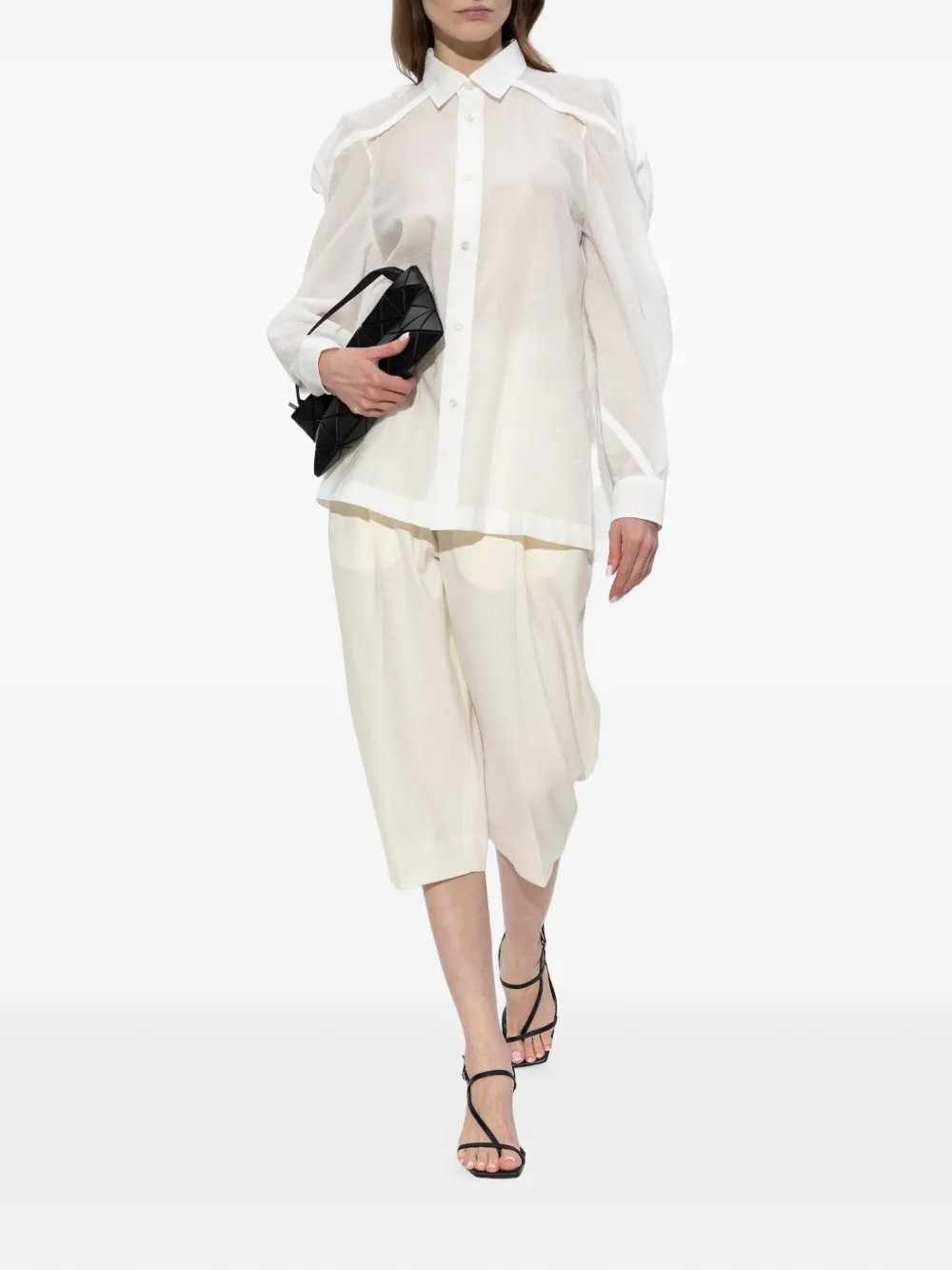 Issey Miyake Blouse met pofmouwen Wit