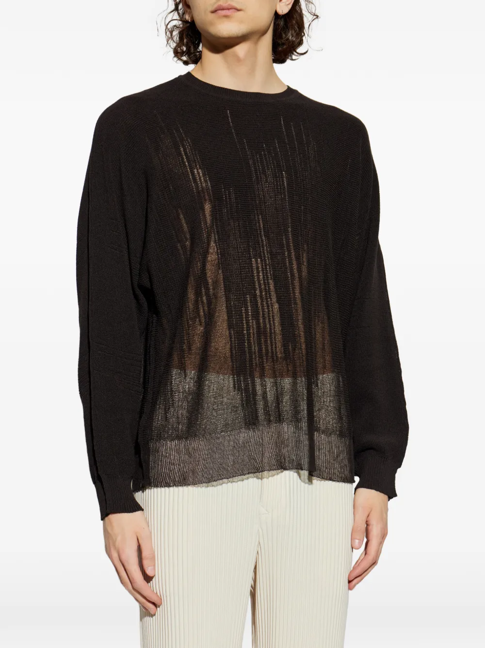 Homme Plissé Issey Miyake Brush Close-Up trui met ronde hals Bruin