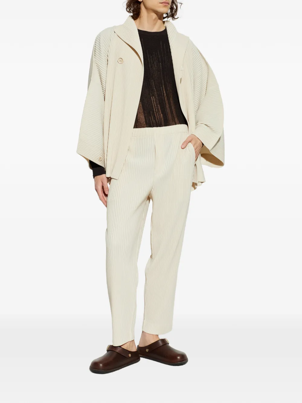 Homme Plissé Issey Miyake Brush Close-Up trui met ronde hals Bruin