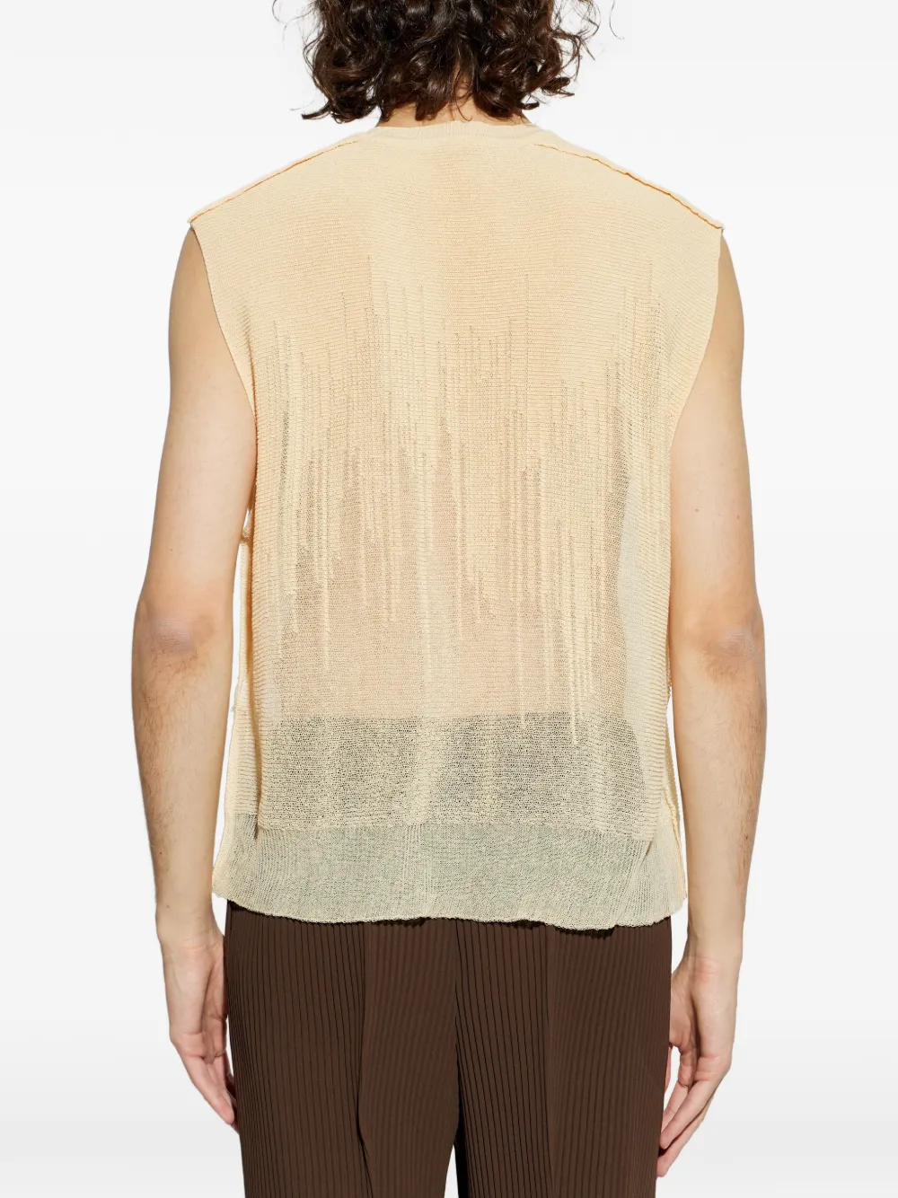 Homme Plissé Issey Miyake Brush Close-up top met ronde hals Beige