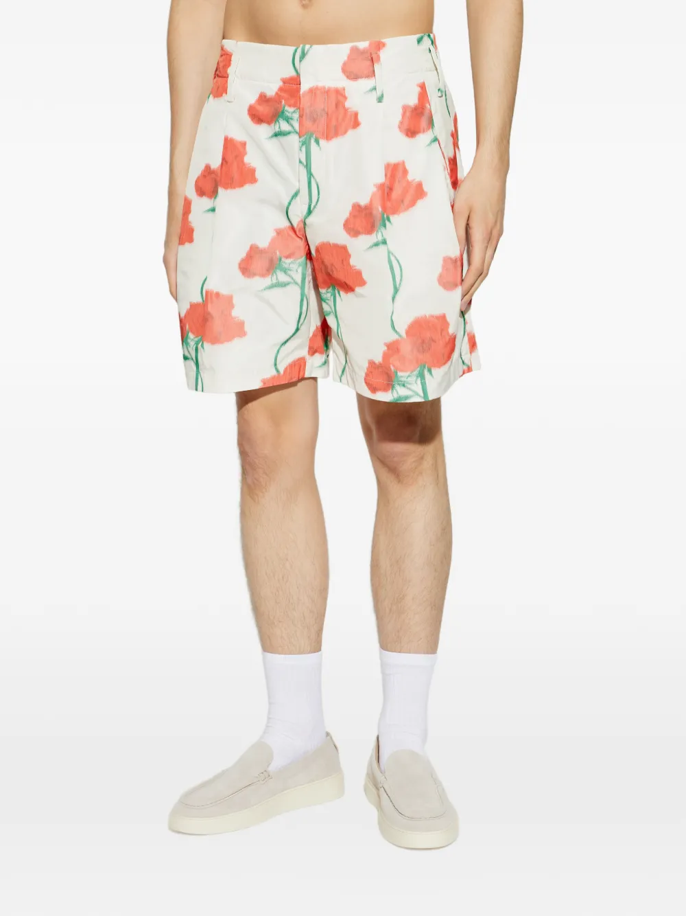 Kenzo Shorts met print en plooien Wit