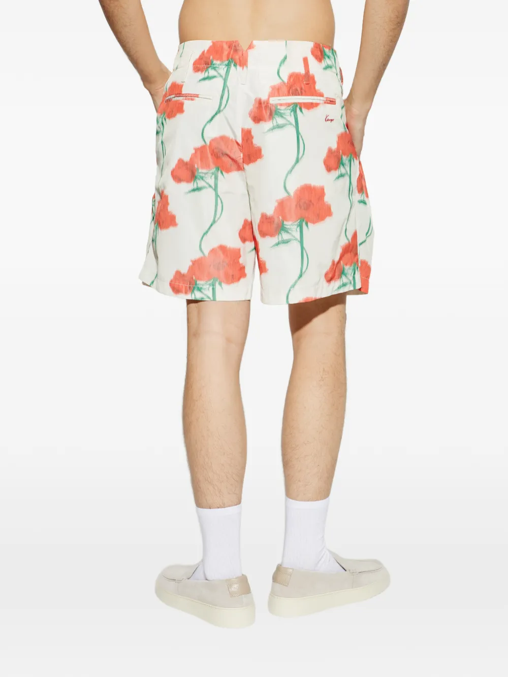 Kenzo Shorts met print en plooien Wit