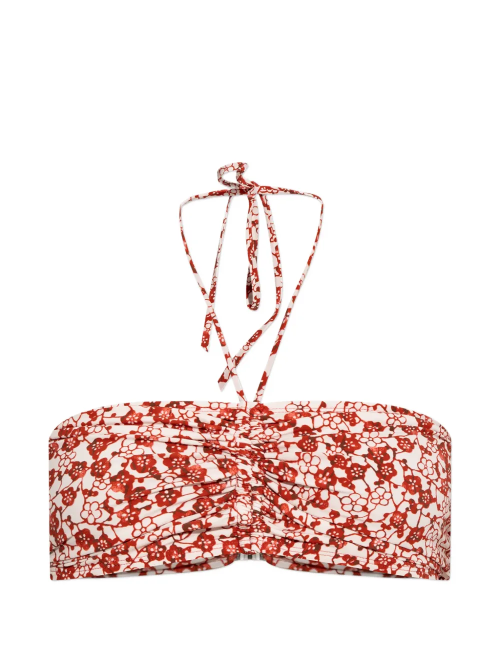 ISABEL MARANT Salma floral ruched bikini top - Bianco