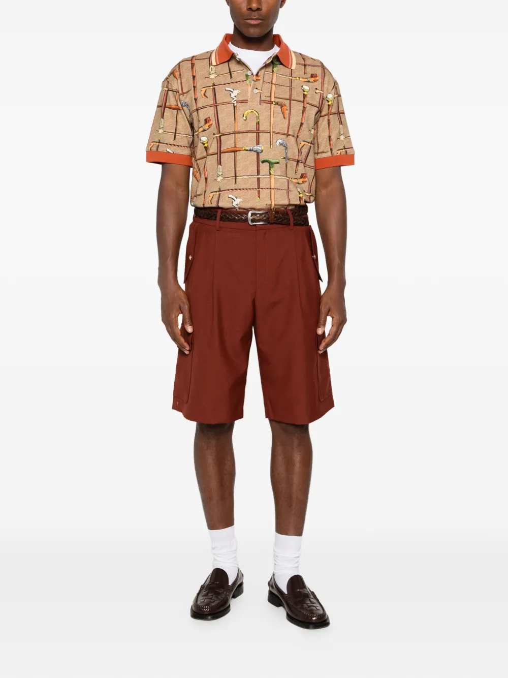 Drôle De Monsieur Poloshirt met print Bruin