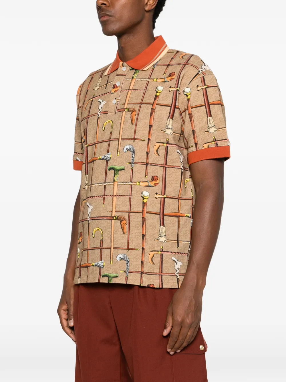 Drôle De Monsieur Poloshirt met print Bruin