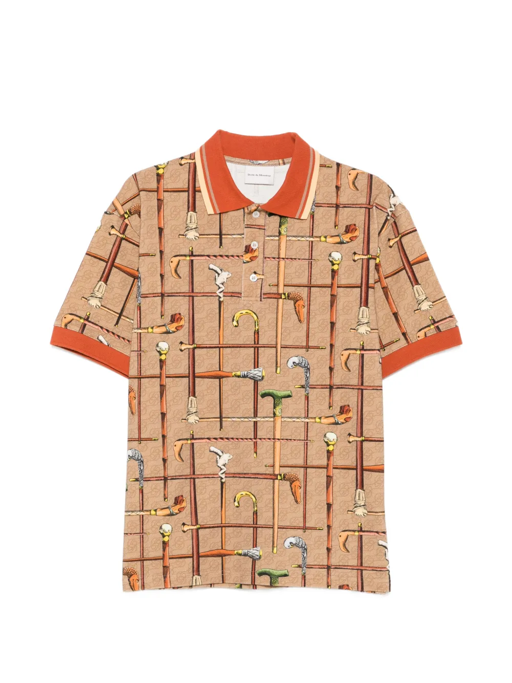 Drôle De Monsieur cannes-print polo shirt - Braun