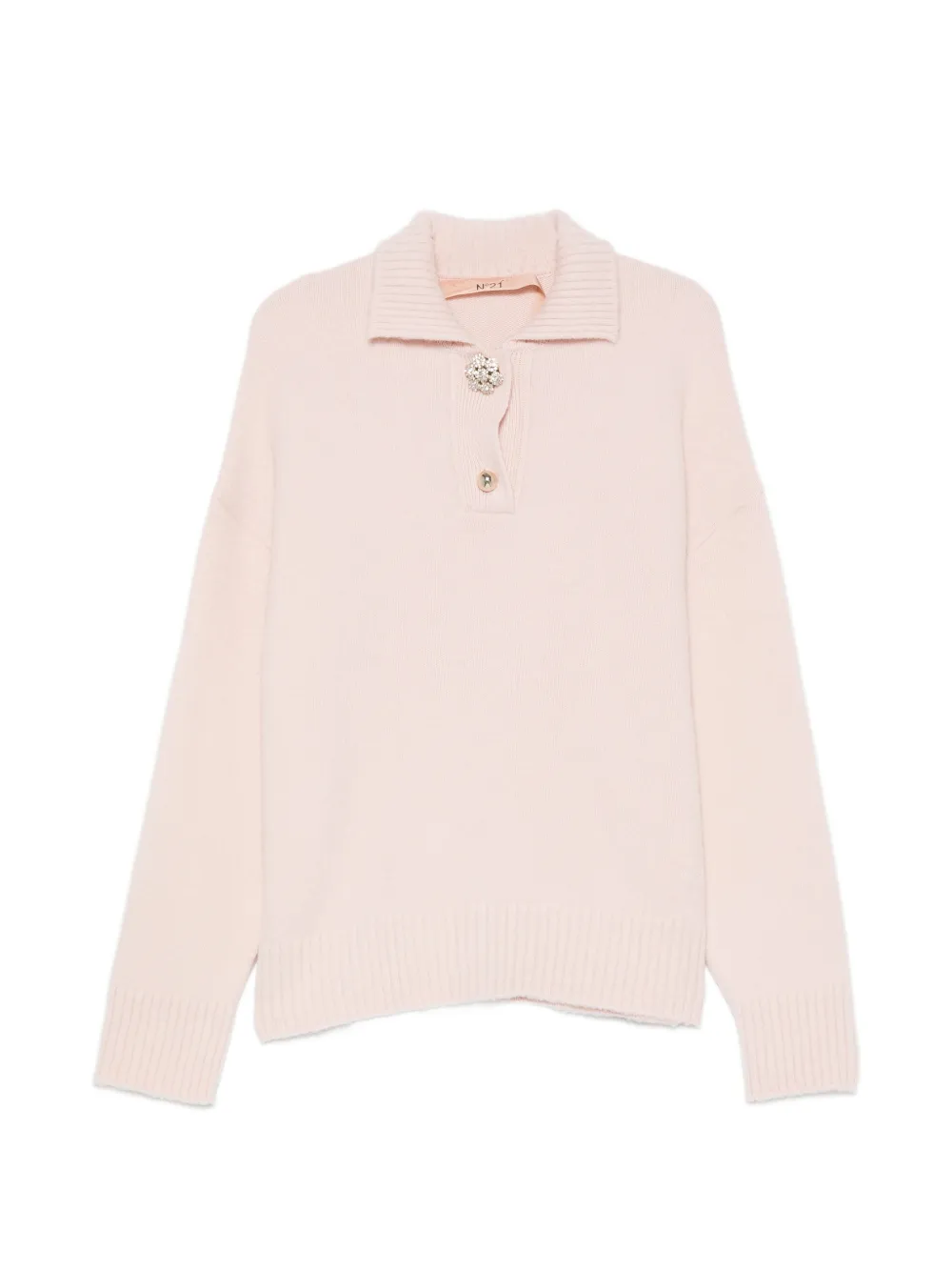 Nº21 crystal-embellished spread-collar sweater - Rosa