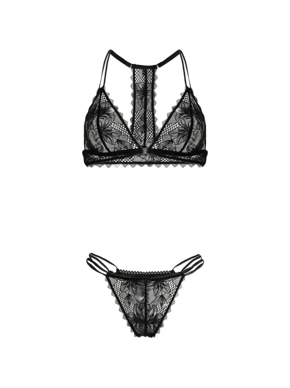 Emporio Armani Eternal lace triangle lingerie set - Nero