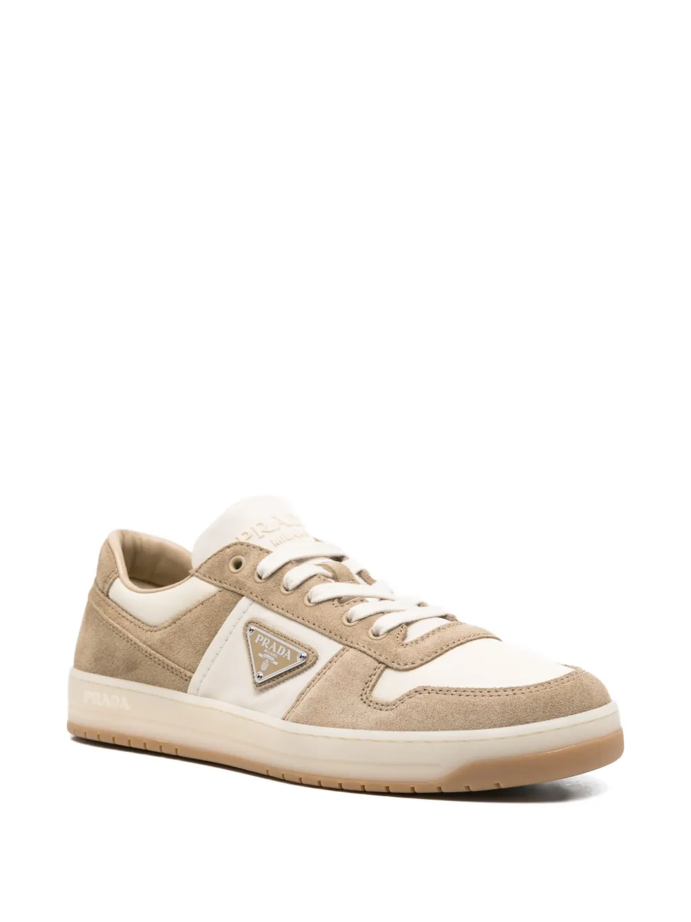 Prada suede-panelled sneakers Beige