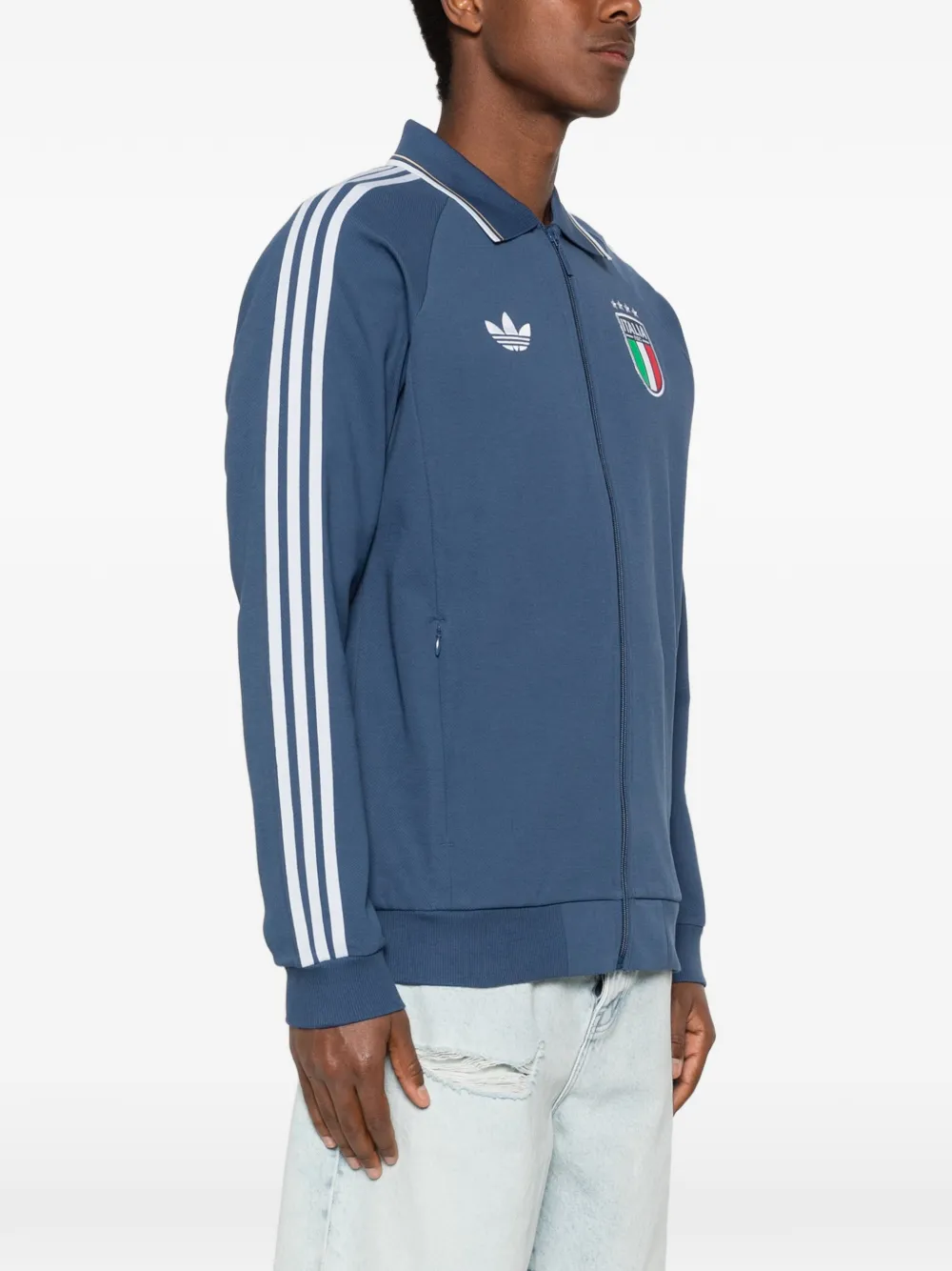 adidas x Italia sweater met ritssluiting en streepdetail Blauw