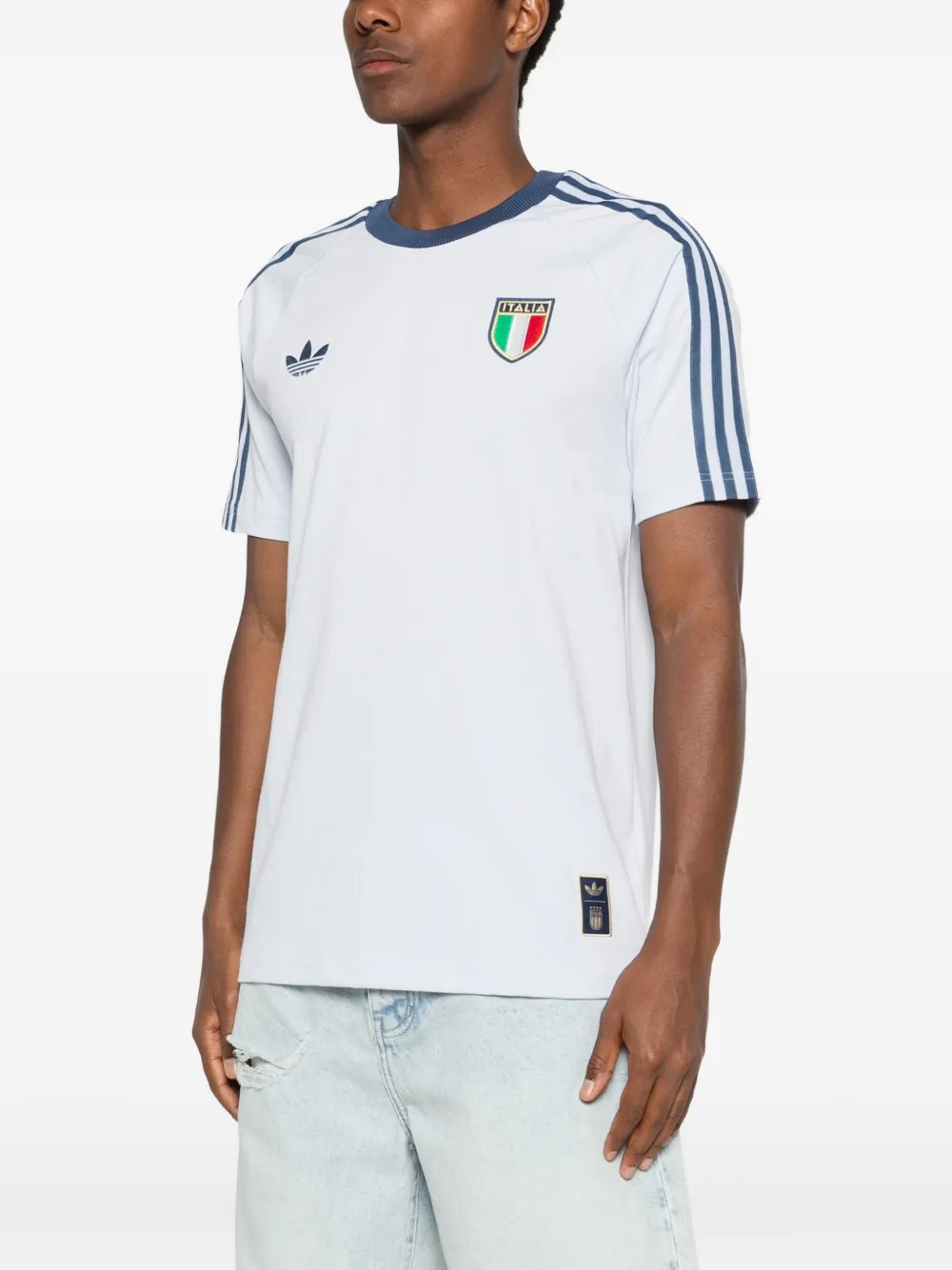 adidas x Italia T-shirt met streep-detail Blauw