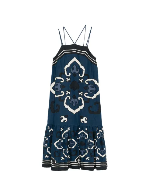 Sea printed strap midi dress