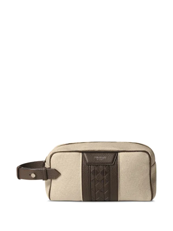 Serapian Logo-detail Wash Bag in Neutrals